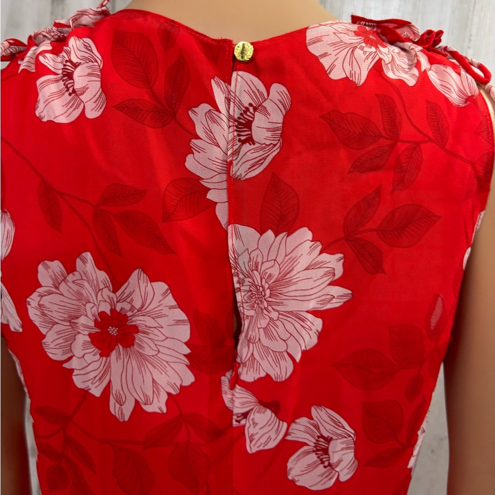 Vince Camuto Floral Red Sleeveless‎ A-Line Midi Dress - Picture 11 of 14